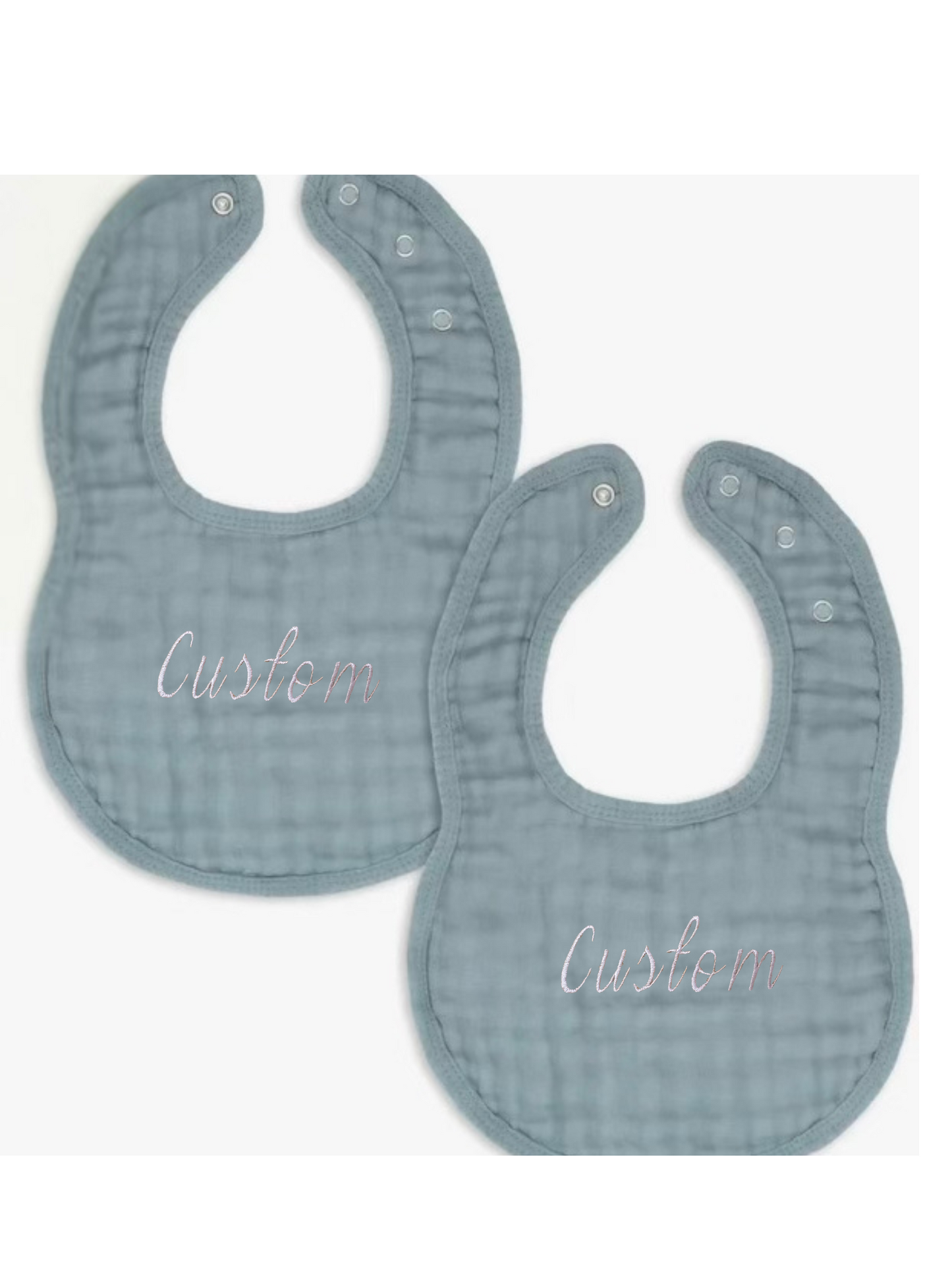 Custom Muslin Baby Bibs - Set of 2