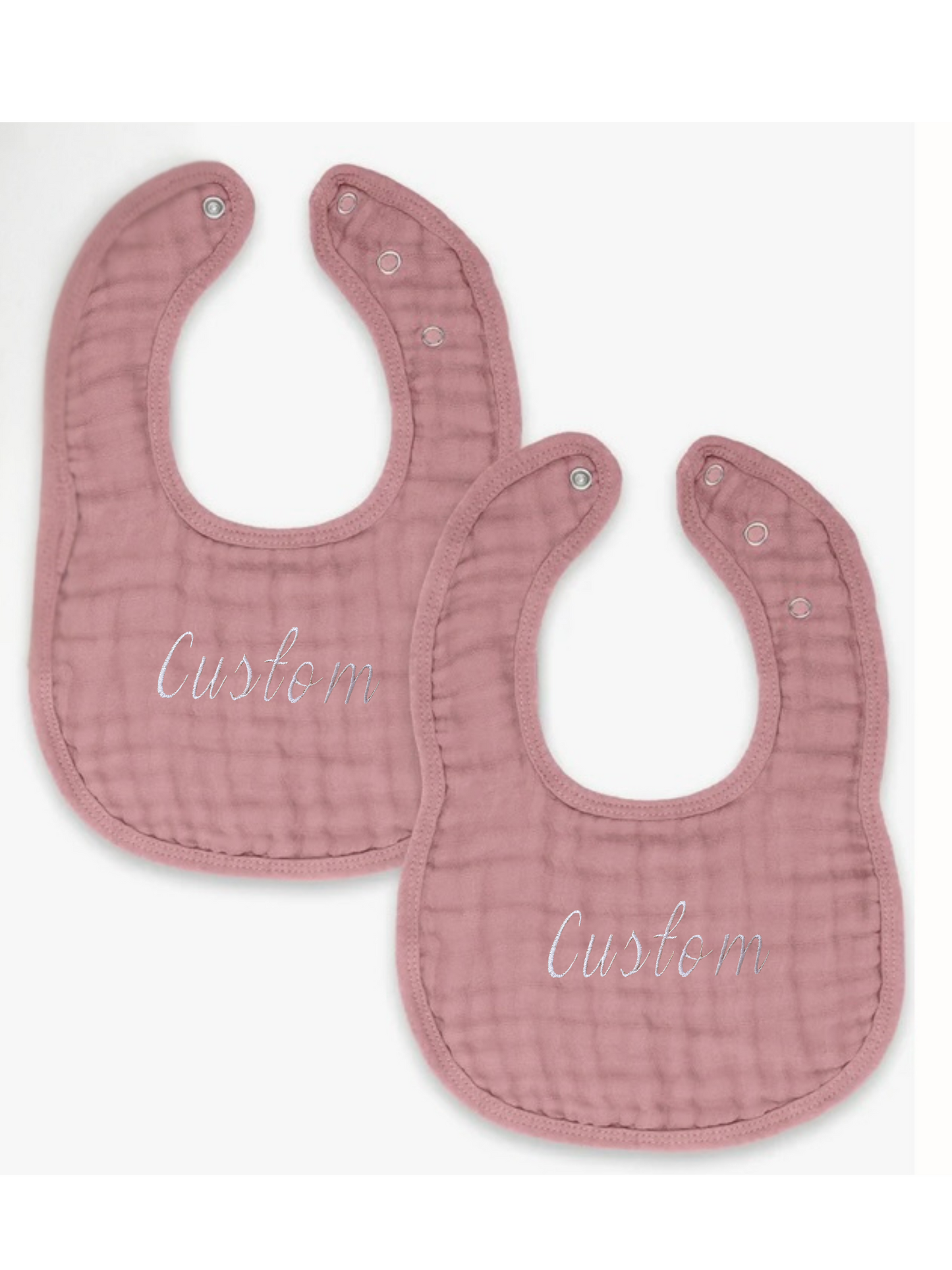 Custom Muslin Baby Bibs - Set of 2